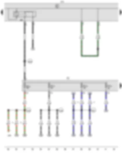 Wiring Diagram  VW CADDY 2009 - Auxiliary heater operation relay - Onboard supply control unit - Terminal 15 voltage supply relay 2 - Fuse holder C