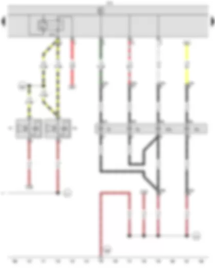 Wiring Diagram  VW CADDY 2009 - Treble horn - Bass horn - Onboard supply control unit - Front right turn signal bulb - Right headlight dipped beam bulb