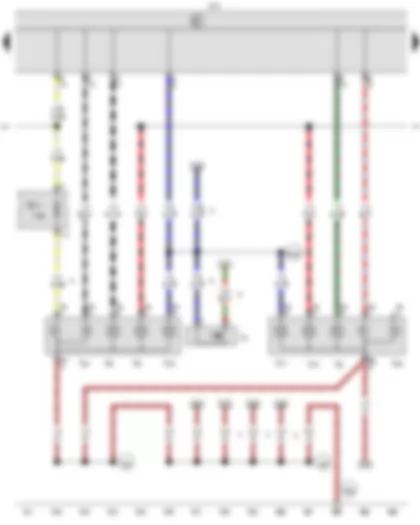 Wiring Diagram  VW CADDY 2009 - Reversing light switch - Onboard supply control unit - Left brake light bulb - Right brake light bulb - Left reversing light bulb - Right reversing light bulb - Fuse 17 on fuse holder C