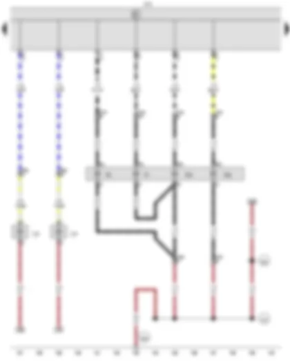 Wiring Diagram  VW CADDY 2009 - Onboard supply control unit - Left fog light bulb - Right fog light bulb - Front left turn signal bulb - Left headlight dipped beam bulb