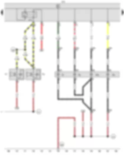 Wiring Diagram  VW CADDY 2009 - Treble horn - Bass horn - Onboard supply control unit - Front right turn signal bulb - Right headlight dipped beam bulb