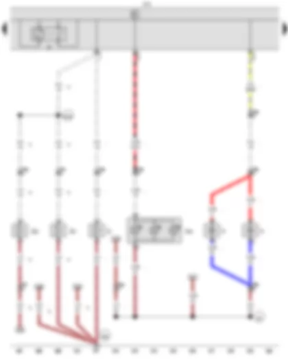 Wiring Diagram  VW CADDY 2009 - Heated rear window relay - Onboard supply control unit - Number plate light - Heated rear window - Heated rear window in left wing door - Heated rear window in right wing door