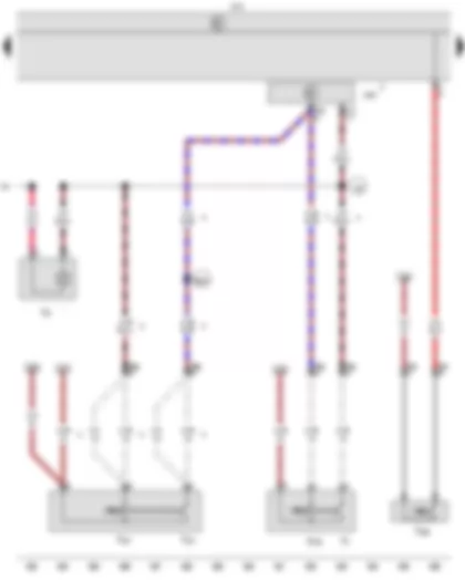 Wiring Diagram  VW CADDY 2009 - Rear lid release switch - Luggage compartment light switch - Rear left door contact switch - Bonnet contact switch - Convenience system central control unit - Onboard supply control unit - Luggage compartment light