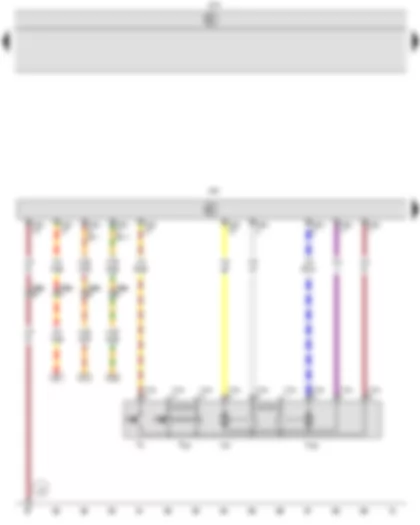 Wiring Diagram  VW CADDY 2009 - Front passenger door contact switch - Front passenger side central locking lock unit - Front passenger door control unit - Onboard supply control unit - Front passenger seat central locking motor - Front passenger door central locking SAFELOCK function motor