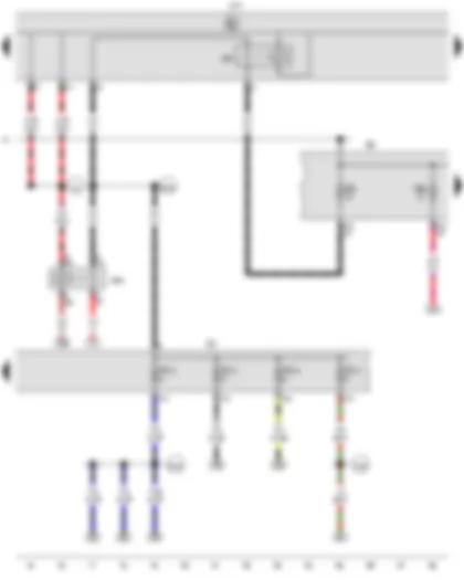 Wiring Diagram  VW CADDY 2009 - Onboard supply control unit - Terminal 15 voltage supply relay 2 - Terminal 50 voltage supply relay - Fuse holder B - Fuse holder C