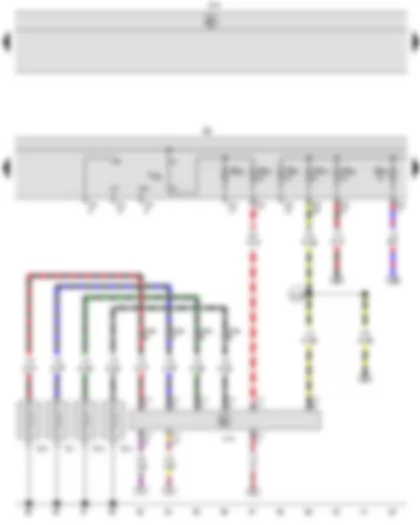 Wiring Diagram  VW CADDY 2009 - Automatic glow period control unit - Onboard supply control unit - Glow plug 1 - Glow plug 2 - Glow plug 3 - Glow plug 4 - Fuse holder B - Push-in bridge