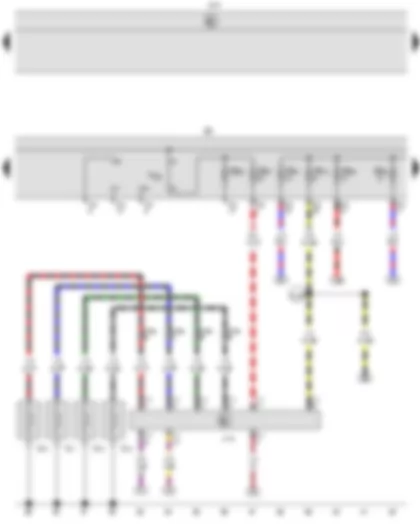 Wiring Diagram  VW CADDY 2009 - Automatic glow period control unit - Onboard supply control unit - Glow plug 1 - Glow plug 2 - Glow plug 3 - Glow plug 4 - Fuse holder B - Push-in bridge