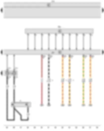 Wiring Diagram  VW CADDY 2010 - Airbag coil connector and return ring with slip ring - Steering angle sender - Horn plate - Onboard supply control unit - Steering column electronics control unit