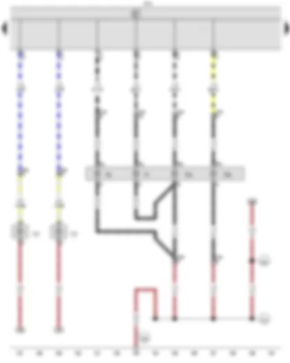 Wiring Diagram  VW CADDY 2010 - Onboard supply control unit - Left fog light bulb - Right fog light bulb - Front left turn signal bulb - Left headlight dipped beam bulb