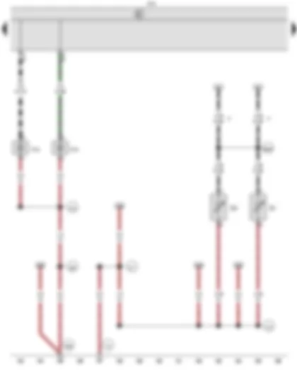 Wiring Diagram  VW CADDY 2010 - Onboard supply control unit - Left turn signal repeater bulb - Right turn signal repeater bulb - Left washer jet heater element - Right washer jet heater element
