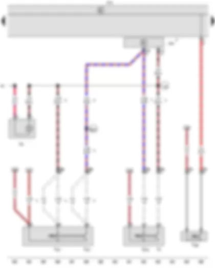 Wiring Diagram  VW CADDY 2010 - Rear lid release switch - Luggage compartment light switch - Rear left door contact switch - Bonnet contact switch - Convenience system central control unit - Onboard supply control unit - Luggage compartment light