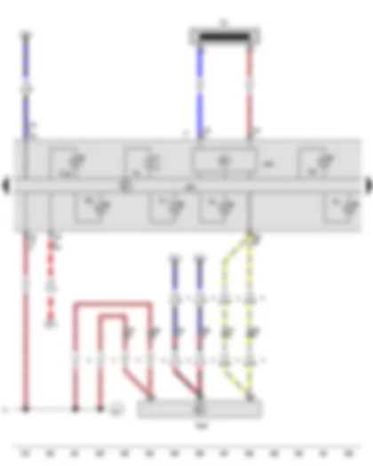 Wiring Diagram  VW CADDY 2010 - Immobiliser reader coil - Oil level and oil temperature sender - Buzzer and gong - Control unit in dash panel insert - Immobiliser control unit - Dash panel insert - Cruise control system warning lamp - Oil level warning lamp - Immobiliser warning lamp - Door open warning lamp