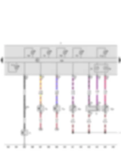 Wiring Diagram  VW CADDY 2010 - Oil pressure switch - Handbrake warning switch - Brake fluid level warning contact - Fuel gauge sender - Fuel gauge - Coolant temperature gauge - Coolant shortage indicator sender - Windscreen washer fluid level sender - Control unit in dash panel insert - Dash panel insert