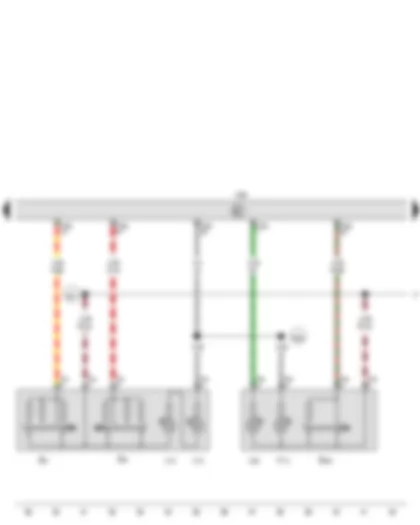 Wiring Diagram  VW CADDY 2010 - Front left window regulator switch - Front right window regulator switch in driver door - Driver side interior locking button for central locking system - Driver side interior locking warning lamp