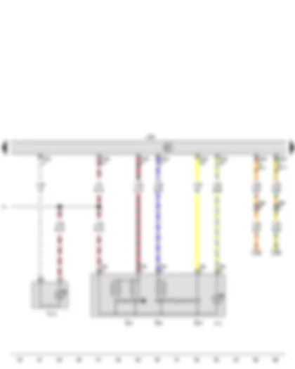 Wiring Diagram  VW CADDY 2010 - Mirror adjustment switch - Mirror adjustment changeover switch - Exterior mirror heater button - Central locking SAFELOCK function warning lamp