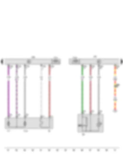 Wiring Diagram  VW CADDY 2010 - Front right window regulator switch - Front passenger door control unit - Driver side mirror adjustment motor - Driver side window regulator motor - Driver side mirror adjustment motor - Heated exterior mirror on driver side