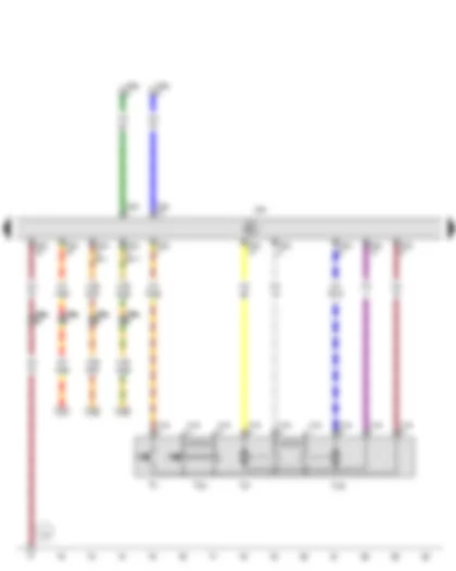 Wiring Diagram  VW CADDY 2010 - Front passenger door contact switch - Front passenger side central locking lock unit - Front passenger door control unit - Front passenger seat central locking motor - Front passenger door central locking SAFELOCK function motor