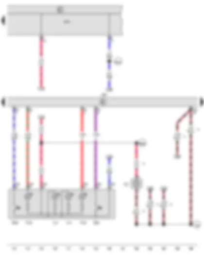 Wiring Diagram  VW CADDY 2010 - Interior monitoring deactivation switch - Deactivation button for vehicle inclination sender - Convenience system central control unit - Onboard supply control unit - Luggage compartment light