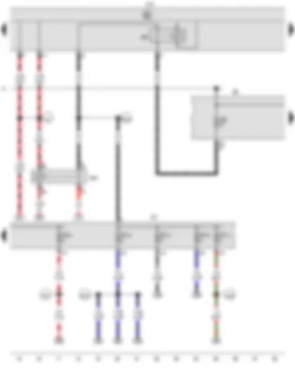 Wiring Diagram  VW CADDY 2010 - Onboard supply control unit - Terminal 15 voltage supply relay 2 - Terminal 50 voltage supply relay - Fuse holder B - Fuse holder C