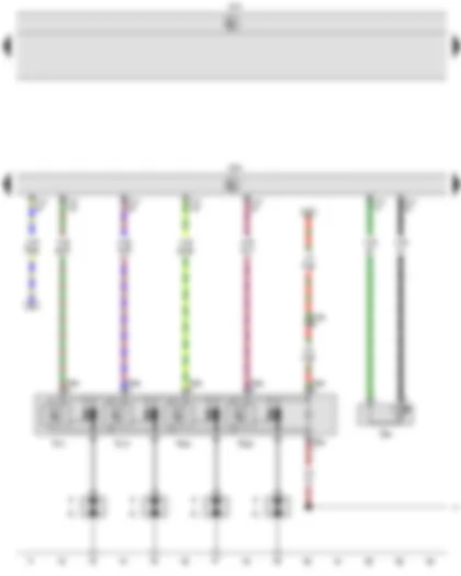 Wiring Diagram  VW CADDY 2010 - Radiator outlet coolant temperature sender - Onboard supply control unit - Engine control unit - Ignition coil 1 with output stage - Spark plugs