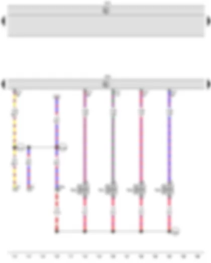 Wiring Diagram  VW CADDY 2010 - Onboard supply control unit - Engine control unit - Injector - cylinder 1 - Injector - cylinder 2 - Injector - cylinder 3 - Injector - cylinder 4