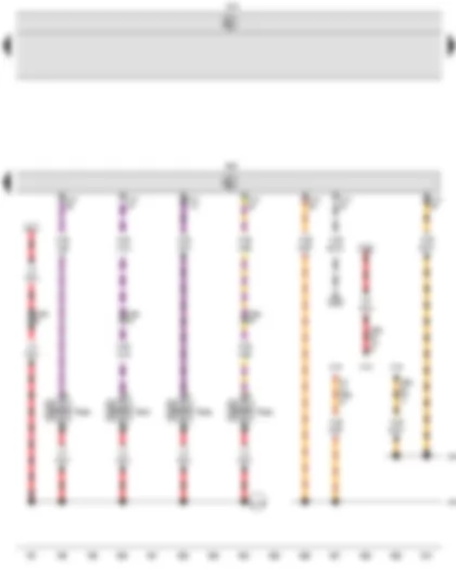 Wiring Diagram  VW CADDY 2010 - Onboard supply control unit - Engine control unit - Gas injection valve 1 - Gas injection valve 2 - Gas injection valve 3 - Gas injection valve 4