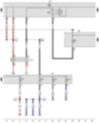 Wiring Diagram  VW CADDY 2010 - Onboard supply control unit - Terminal 15 voltage supply relay 2 - Terminal 50 voltage supply relay - Fuse holder B - Fuse holder C