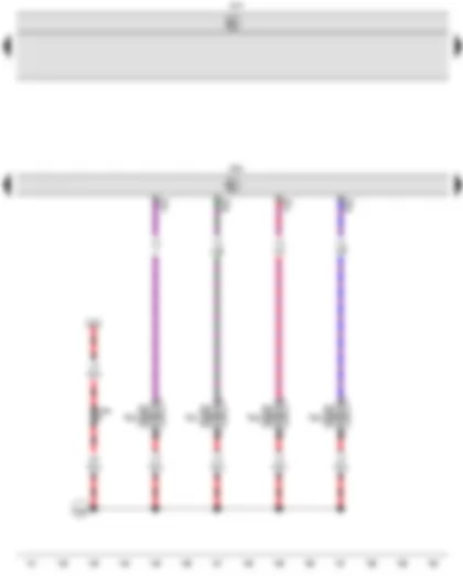 Wiring Diagram  VW CADDY 2010 - Onboard supply control unit - Engine control unit - Injector - cylinder 1 - Injector - cylinder 2 - Injector - cylinder 3 - Injector - cylinder 4