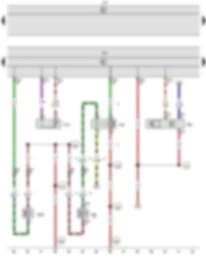 Электросхемa  VW CADDY 2010 - Датчик высокого давления - Датчик температуры центрального дефлектора - Реле отключения электромагнитной муфты компрессора климатической установки - Блок управления климатической установки - Блок управления бортовой сети - Электромагнитная муфта компрессора климатической установки - Регулировочный клапан компрессора климатической установки