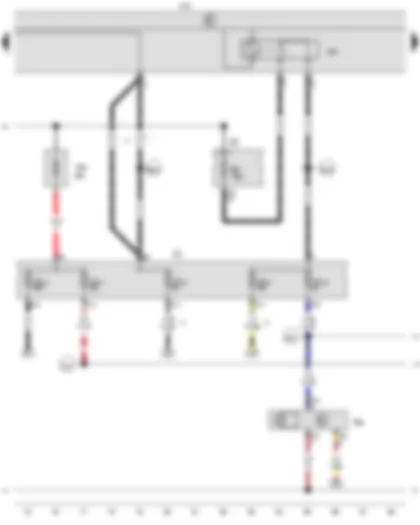 Wiring Diagram  VW CADDY 2010 - High-pressure sender - Terminal 15 voltage supply relay 2 - Fuse 5 in fuse holder A - Fuse holder B - Fuse holder C