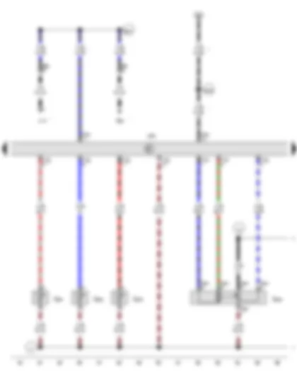 Wiring Diagram  VW CADDY 2010 - Potentiometer for left temperature flap control motor - Left footwell vent temperature sender - Right footwell vent temperature sender - Evaporator temperature sensor - Climatronic control unit