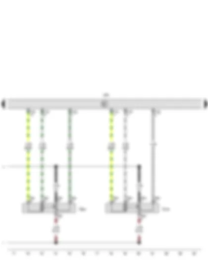 Wiring Diagram  VW CADDY 2010 - Potentiometer for defroster flap control motor - Potentiometer for fresh air/air recirculation - air flow flap control motor - Climatronic control unit