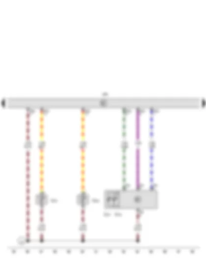 Wiring Diagram  VW CADDY 2010 - Sunlight penetration photosensor - Sunlight penetration photosensor 2 - Left vent temperature sender - Right vent temperature sender - Climatronic control unit