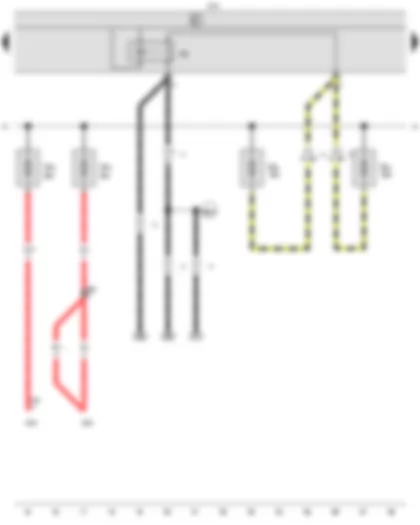Wiring Diagram  VW CADDY 2010 - X-contact relief relay - Power steering control unit - Onboard supply control unit - Fuse 2 in fuse holder A - Fuse 3 in fuse holder A - Fuse 4 in fuse holder A