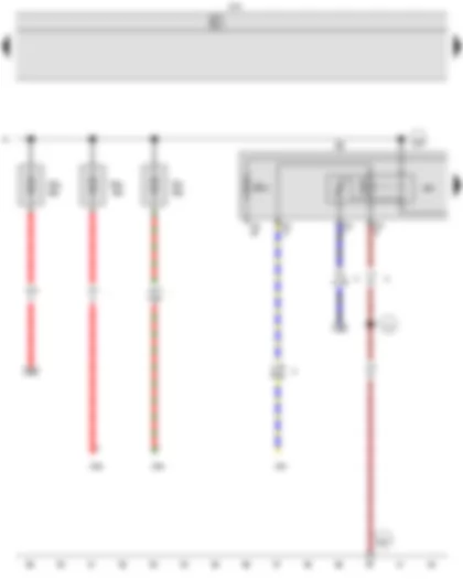 Wiring Diagram  VW CADDY 2010 - Low heat output relay - High heat output relay - Simos control unit - Onboard supply control unit - Fuse 5 in fuse holder A - Fuse 6 in fuse holder A - Fuse 7 in fuse holder A - Fuse holder B
