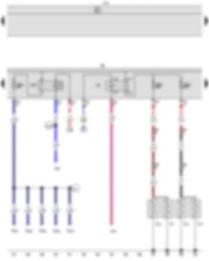 Wiring Diagram  VW CADDY 2010 - Glow plug relay - Onboard supply control unit - Relay for gas shut-off valves - Glow plug 1 - Glow plug 2 - Glow plug 3 - Glow plug 4 - Fuse holder B