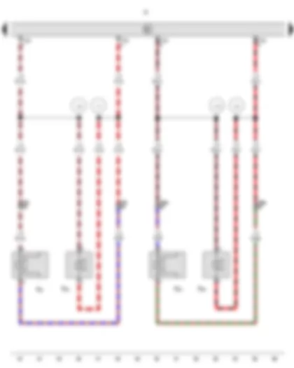 Электросхемa  VW CADDY 2010 - Магнитола - Высокочастотный динамик - передний левый - Низкочастотный динамик - передний левый - Высокочастотный динамик - передний правый - Низкочастотный динамик - передний правый