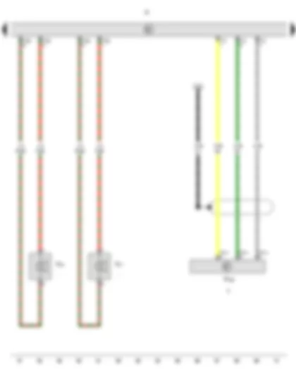 Электросхемa  VW CADDY 2010 - Магнитола - Низкочастотный динамик - задний левый - Низкочастотный динамик - задний правый - Разъём подключения внешних аудиоустройств