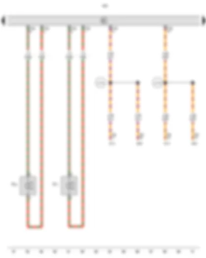 Электросхемa  VW CADDY 2010 - Блок управления с дисплеем радионавигационной системы - Низкочастотный динамик - задний левый - Низкочастотный динамик - задний правый