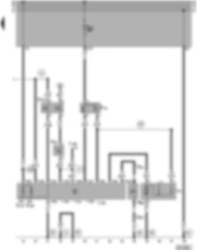Wiring Diagram  VW CADDY 2001 - Air conditioner pressure switch - air conditioner shut–off thermo–switch - radiator fan thermo–switch - radiator fan control unit - air conditioner magnetic coupling - radiator fan