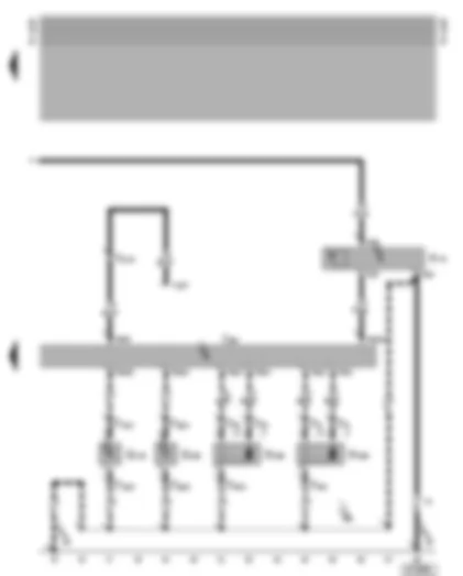 Wiring Diagram  VW CADDY 2003 - Airbag control unit - side airbag crash sensors - side airbag igniter driver’s side - side airbag igniter front passenger’s side - airbag warning lamp - diagnostic connector