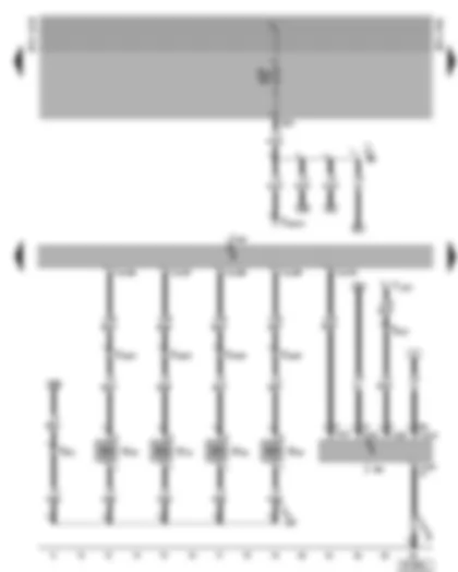 Wiring Diagram  VW CADDY 2001 - 4LV control unit (injection system) - injectors - immobilizer control unit - diagnostic connector