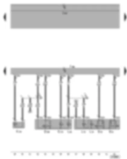 Электросхемa  VW CADDY 2004 - Блок управления двери водителя - клавиша запирания дверей из салона со стороны водителя - контрольная лампа запирания дверей из салона со стороны водителя - контрольная лампа блокировки дверей - выключатель стеклоподъёмника передней левой двери