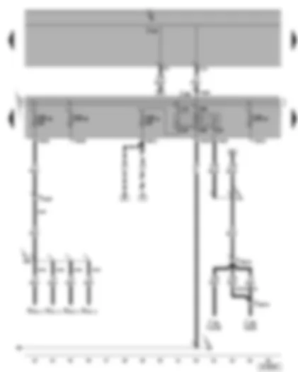 Wiring Diagram  VW CADDY 2004 - Terminal 50 voltage supply relay - fuses SB15 - SB28 - SB29 - SB43