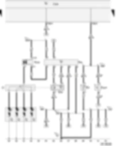 Wiring Diagram  VW CADDY 2004 - Radiator fan thermal switch - Hall sender - Coolant temperature sender - Onboard power supply control unit - TCI-H switch unit - Ignition transformer