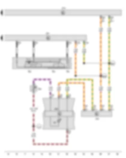 Wiring Diagram  VW CADDY 2016 - Intermittent wiper switch - Rear wiper switch - Washer pump switch (automatic wash/wipe and headlight washer system) - Windscreen washer fluid level sender - Control unit in dash panel insert - Onboard supply control unit - Steering column electronics control unit - Data bus diagnostic interface - Washer fluid level warning lamp