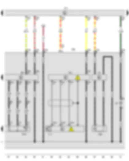 Wiring Diagram  VW CADDY 2017 - Temperature sender 1 for right headlight - Right gas discharge bulb control unit - Onboard supply control unit - Control unit for right daytime running light and side light - Right gas discharge (xenon) bulb - Front right headlight - Front right turn signal bulb - Right dip beam screen motor