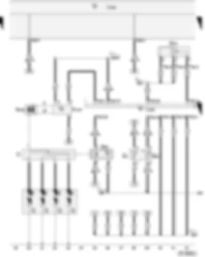Wiring Diagram  VW CITI GOLF 2004 - Coolant temperature sender - Hall sender - Knock sensor I  - Coolant temperature sender - Motronic control unit  - Onboard power supply control unit