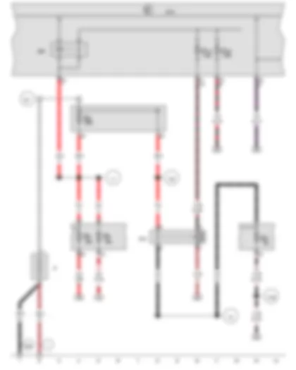 Wiring Diagram  VW CRAFTER 2007 - Battery - Terminal 15 relief relay - Onboard supply control unit - Terminal 15 voltage supply relay 2 - Fuse 3 on fuse holder B - Fuse 4 on fuse holder B - Fuse 5 in fuse holder A