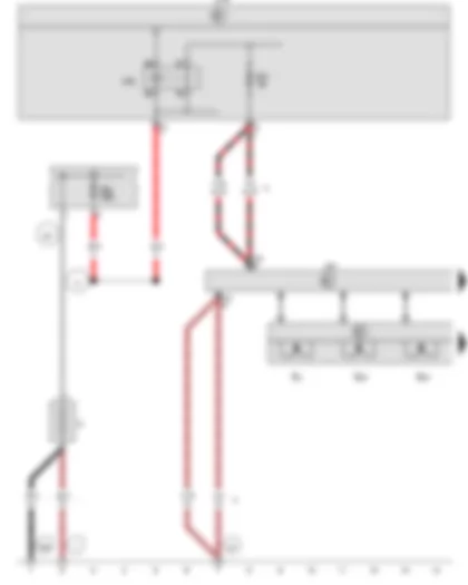 Wiring Diagram  VW CRAFTER 2011 - Battery - Cruise control system master switch - Onboard supply control unit - Steering column electronics control unit - Fuse 5 in fuse holder A - Fuse 7 on fuse holder C